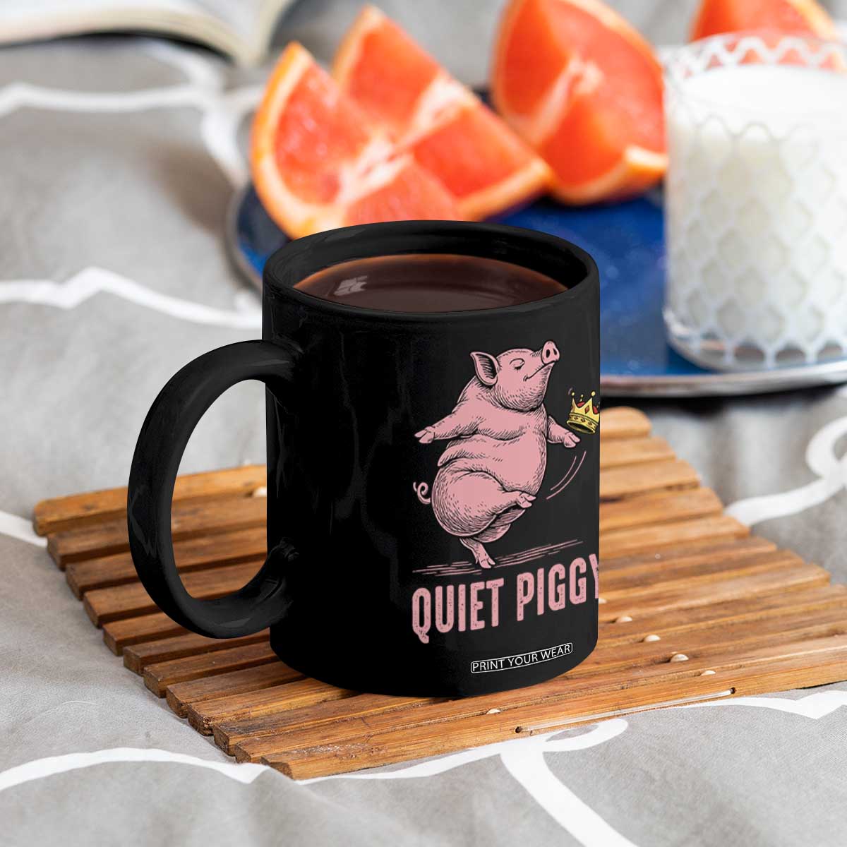 Funny Quiet Piggy Coffee Mug Pig Political Humor No King TS11 Print Your Wear