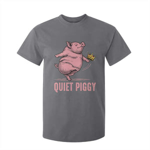 Funny Quiet Piggy T Shirt For Kid Pig Political Humor No King TS11 Charcoal Print Your Wear