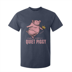Funny Quiet Piggy T Shirt For Kid Pig Political Humor No King TS11 Navy Print Your Wear