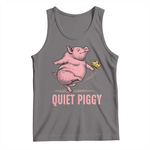 Funny Quiet Piggy Tank Top Pig Political Humor No King TS11 Deep Heather Print Your Wear
