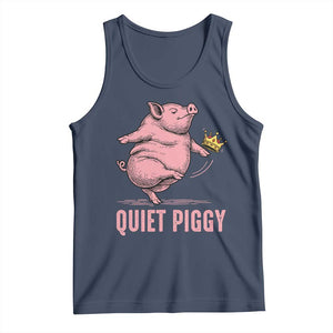 Funny Quiet Piggy Tank Top Pig Political Humor No King TS11 Navy Print Your Wear