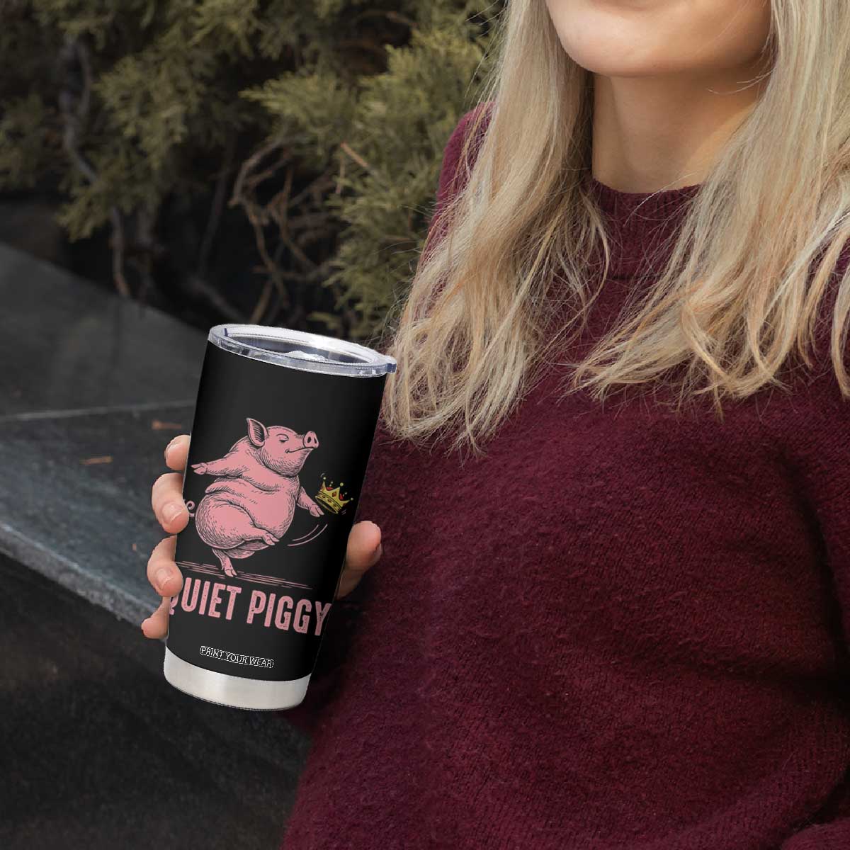 Funny Quiet Piggy Tumbler Cup Pig Political Humor No King TS11 Print Your Wear