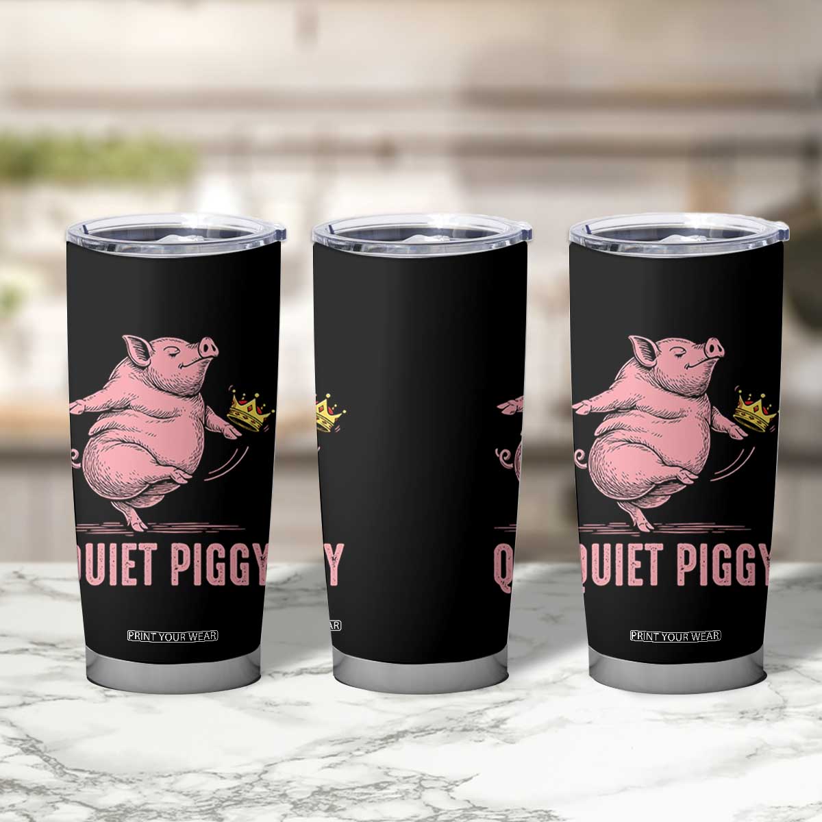 Funny Quiet Piggy Tumbler Cup Pig Political Humor No King TS11 Print Your Wear