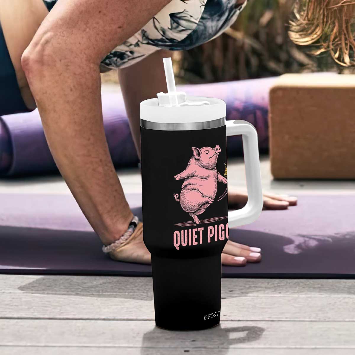 Funny Quiet Piggy Tumbler With Handle Pig Political Humor No King TS11 Print Your Wear