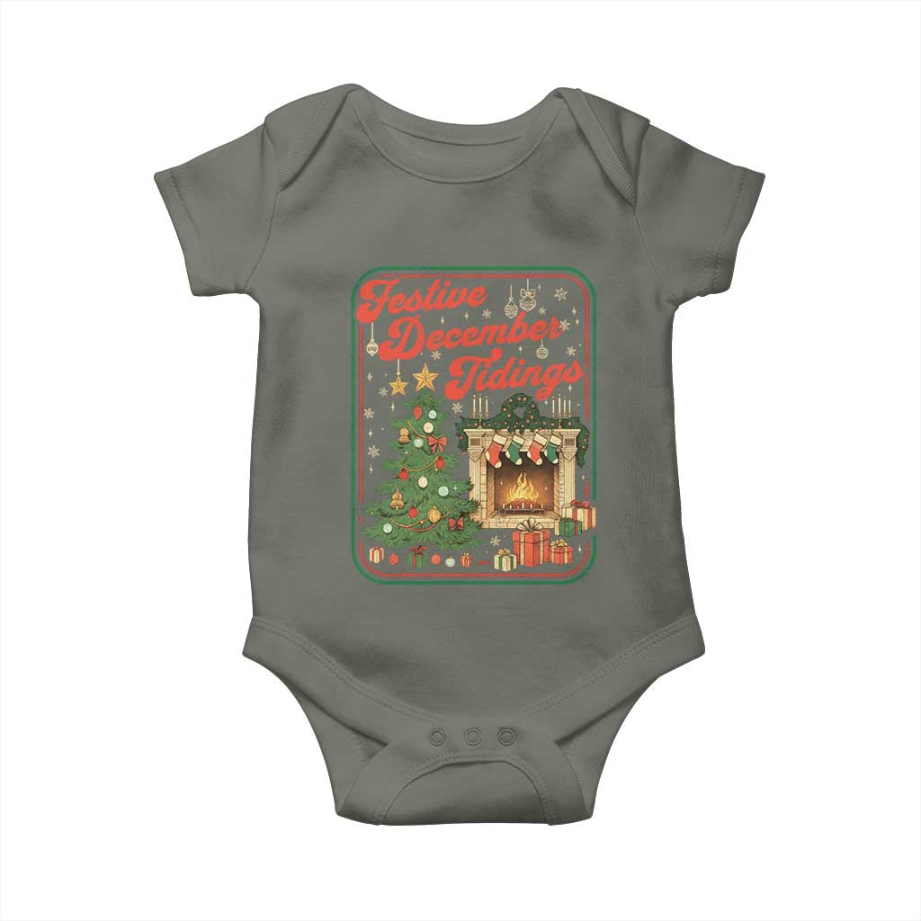 Funny Democrat Christmas Baby Onesie Festive December Tiding Xmas Political Satire TS11 Military Green Print Your Wear