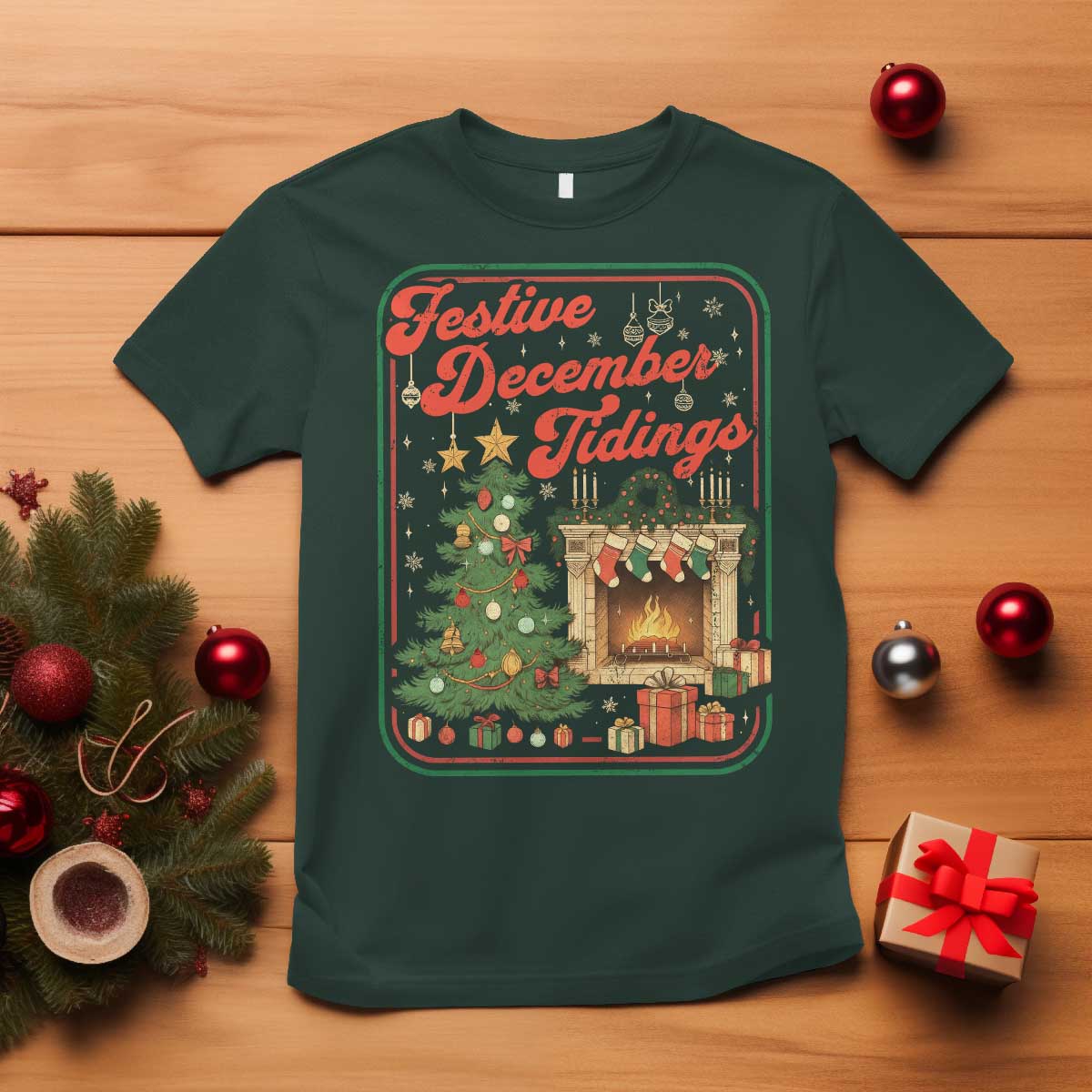 Funny Democrat Christmas T Shirt Festive December Tiding Xmas Political Satire TS11 Dark Forest Green Print Your Wear