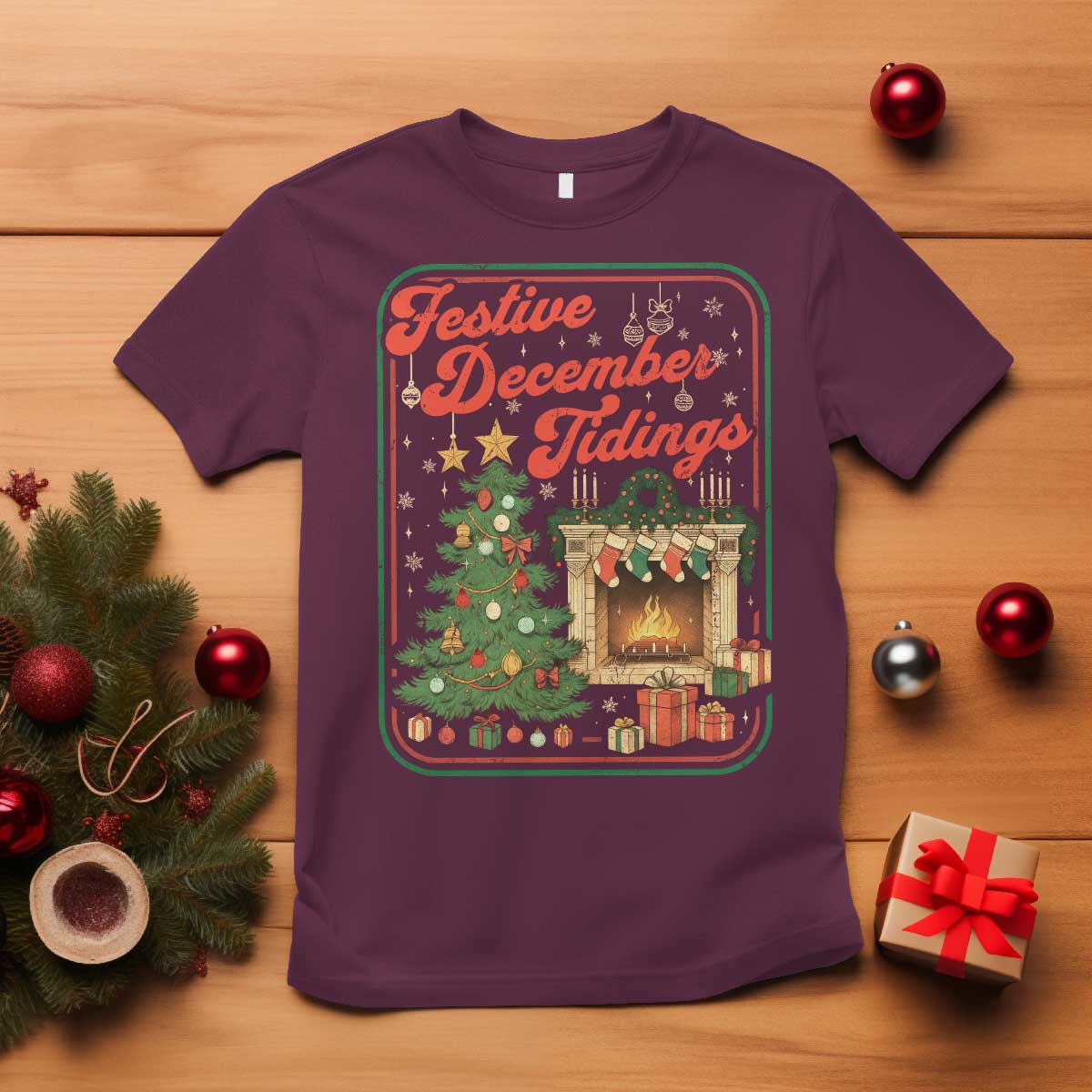 Funny Democrat Christmas T Shirt Festive December Tiding Xmas Political Satire TS11 Maroon Print Your Wear