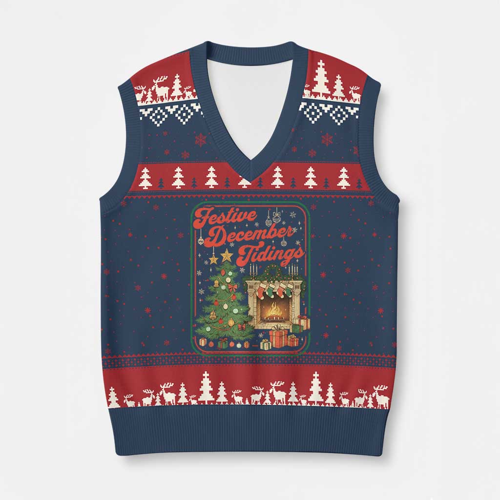 Funny Democrat Xmas V-Neck Knit Sweater Vest Festive December Tiding Xmas Political Satire TS11 Navy Red Print Your Wear
