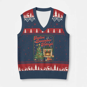Funny Democrat Xmas V-Neck Knit Sweater Vest Festive December Tiding Xmas Political Satire TS11 Navy Red Print Your Wear