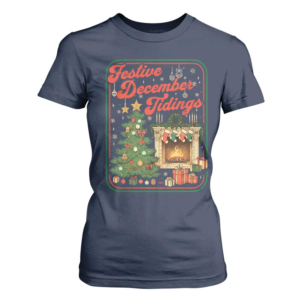 Funny Democrat Christmas T Shirt For Women Festive December Tiding Xmas Political Satire TS11 Navy Print Your Wear