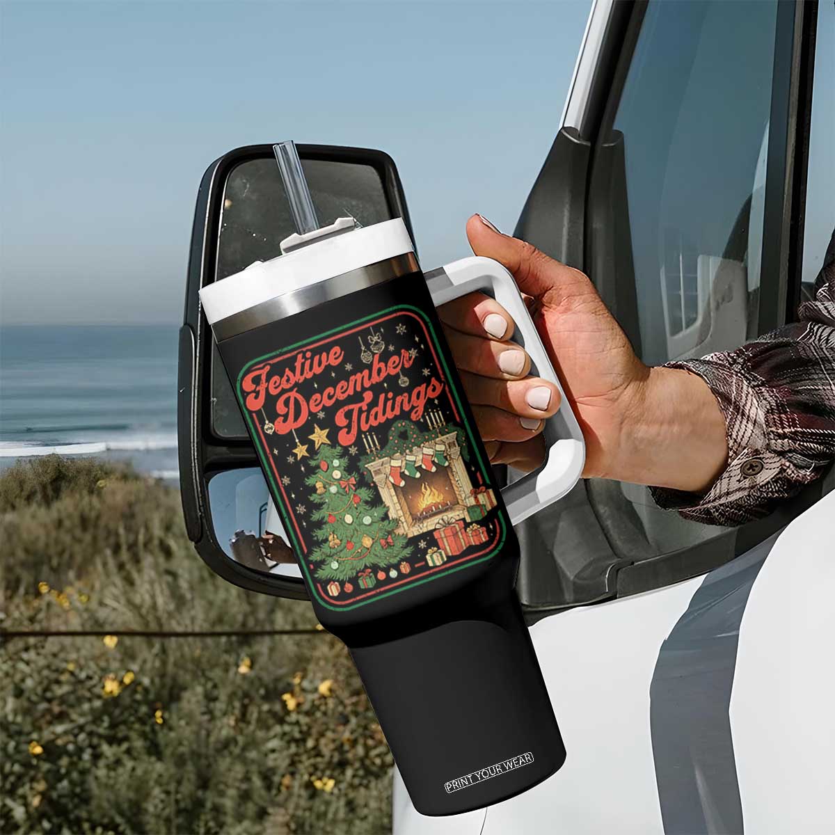 Funny Democrat Christmas Tumbler With Handle Festive December Tiding Xmas Political Satire TS11 Print Your Wear