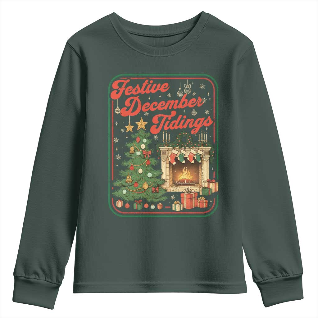 Funny Democrat Christmas Youth Sweatshirt Festive December Tiding Xmas Political Satire TS11 Dark Forest Green Print Your Wear