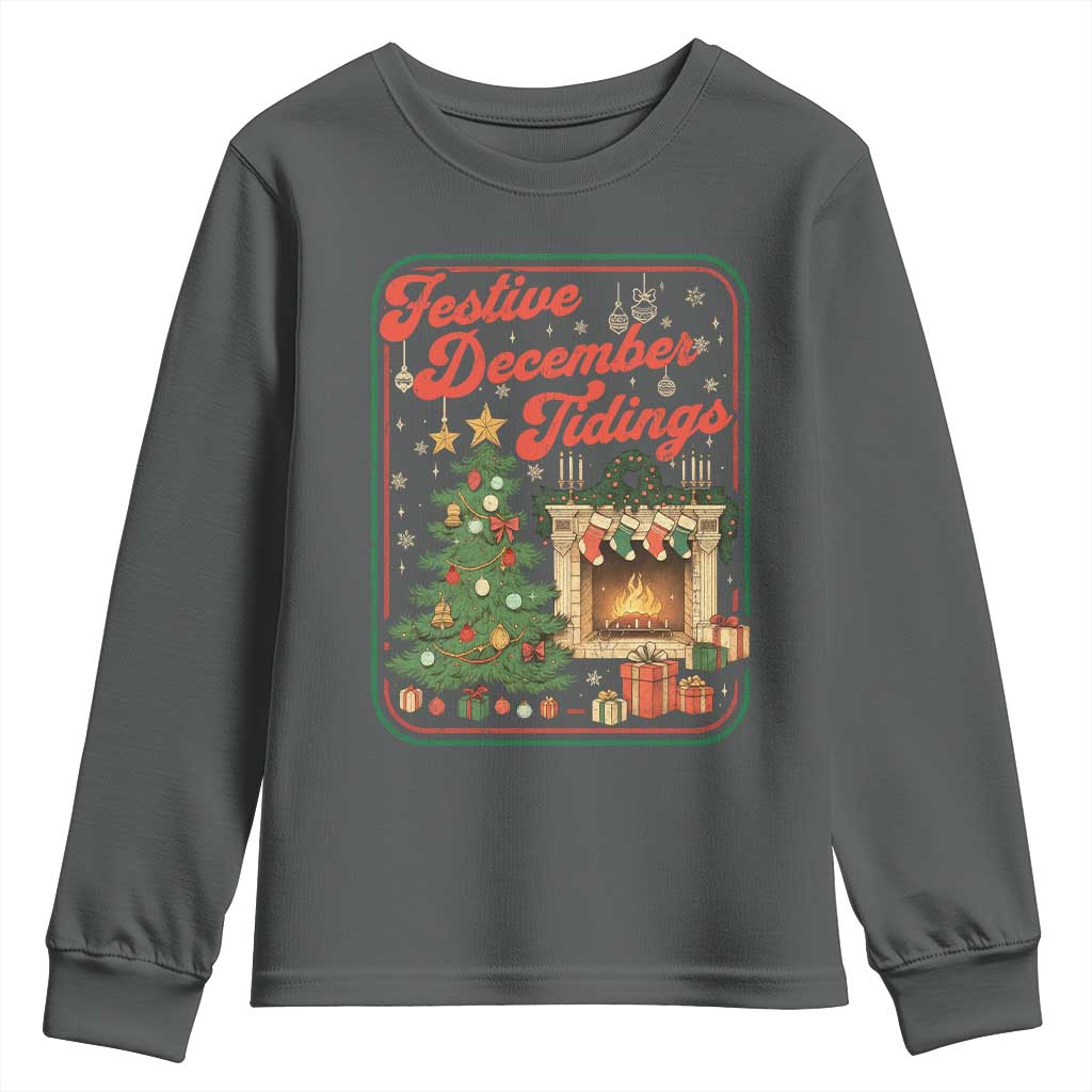 Funny Democrat Christmas Youth Sweatshirt Festive December Tiding Xmas Political Satire TS11 Dark Heather Print Your Wear