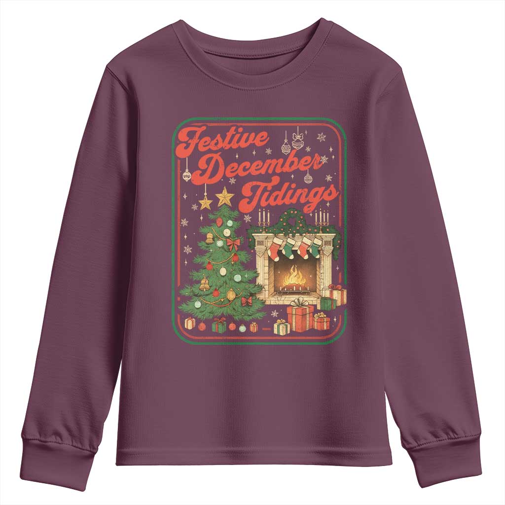 Funny Democrat Christmas Youth Sweatshirt Festive December Tiding Xmas Political Satire TS11 Maroon Print Your Wear