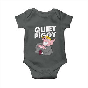 Funny Quiet Piggy Trump Baby Onesie Pig Political Humor TS11 Dark Heather Print Your Wear