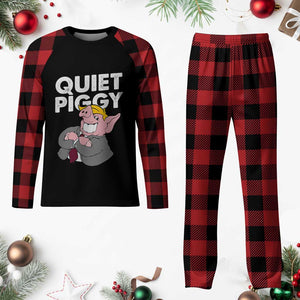 Funny Quiet Piggy Trump Plaid Pajama Set Pig Political Humor TS11 Buffalo Plaid Print Your Wear