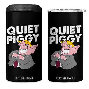 Funny Quiet Piggy Trump 4 in 1 Can Cooler Tumbler Pig Political Humor TS11 One Size: 16 oz Black Print Your Wear