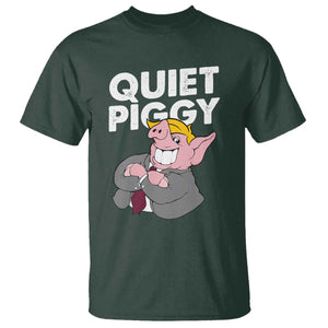Funny Quiet Piggy Trump T Shirt Pig Political Humor TS11 Dark Forest Green Print Your Wear