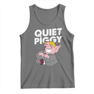 Funny Quiet Piggy Trump Tank Top Pig Political Humor TS11 Black Heather Print Your Wear