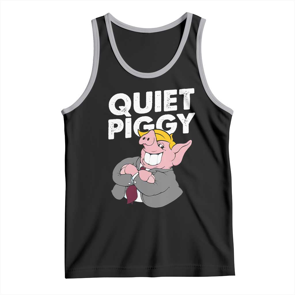 Funny Quiet Piggy Trump Tank Top Pig Political Humor TS11 Black Athletic Heather Print Your Wear