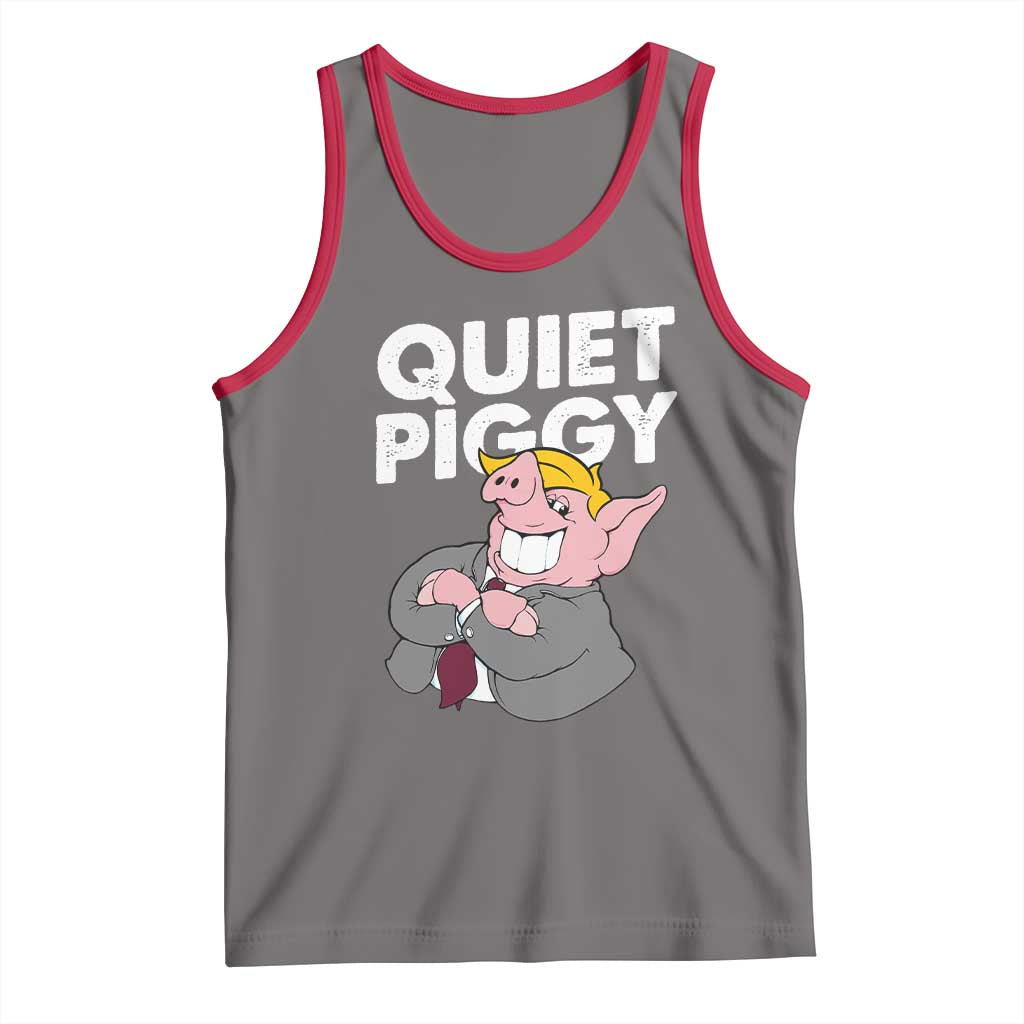 Funny Quiet Piggy Trump Tank Top Pig Political Humor TS11 Deep Heather Red Print Your Wear