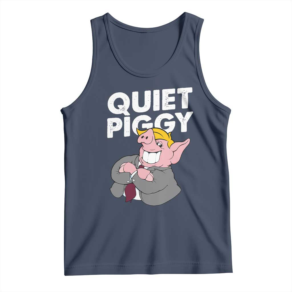 Funny Quiet Piggy Trump Tank Top Pig Political Humor TS11 Navy Print Your Wear