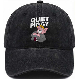 Funny Quiet Piggy Trump Washed Cotton Baseball Cap Pig Political Humor TS11 Print Your Wear