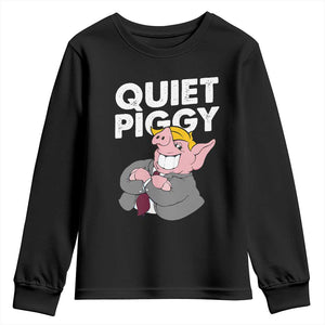 Funny Quiet Piggy Trump Youth Sweatshirt Pig Political Humor TS11 Black Print Your Wear