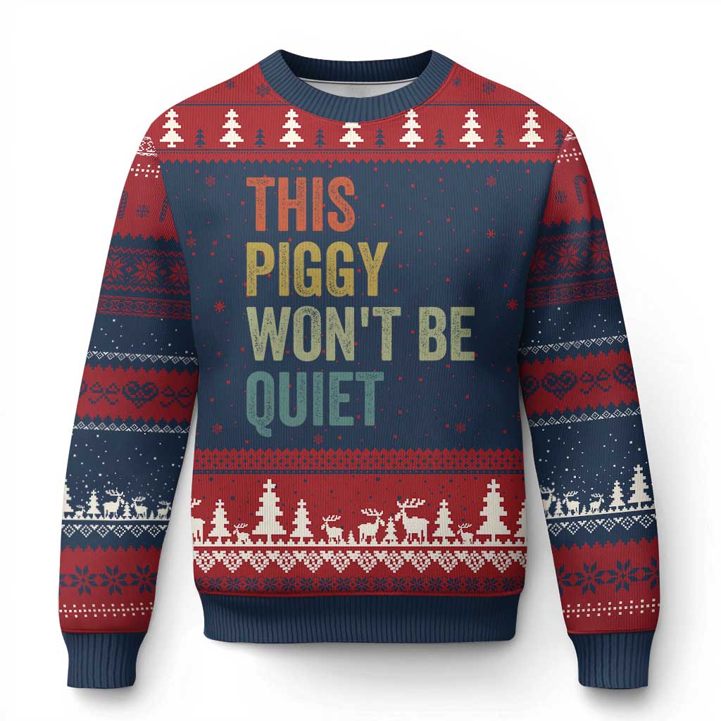 Funny This Piggy Wont Be Quiet Ugly Christmas Sweater Pig Political Humor TS11 Navy Red Print Your Wear
