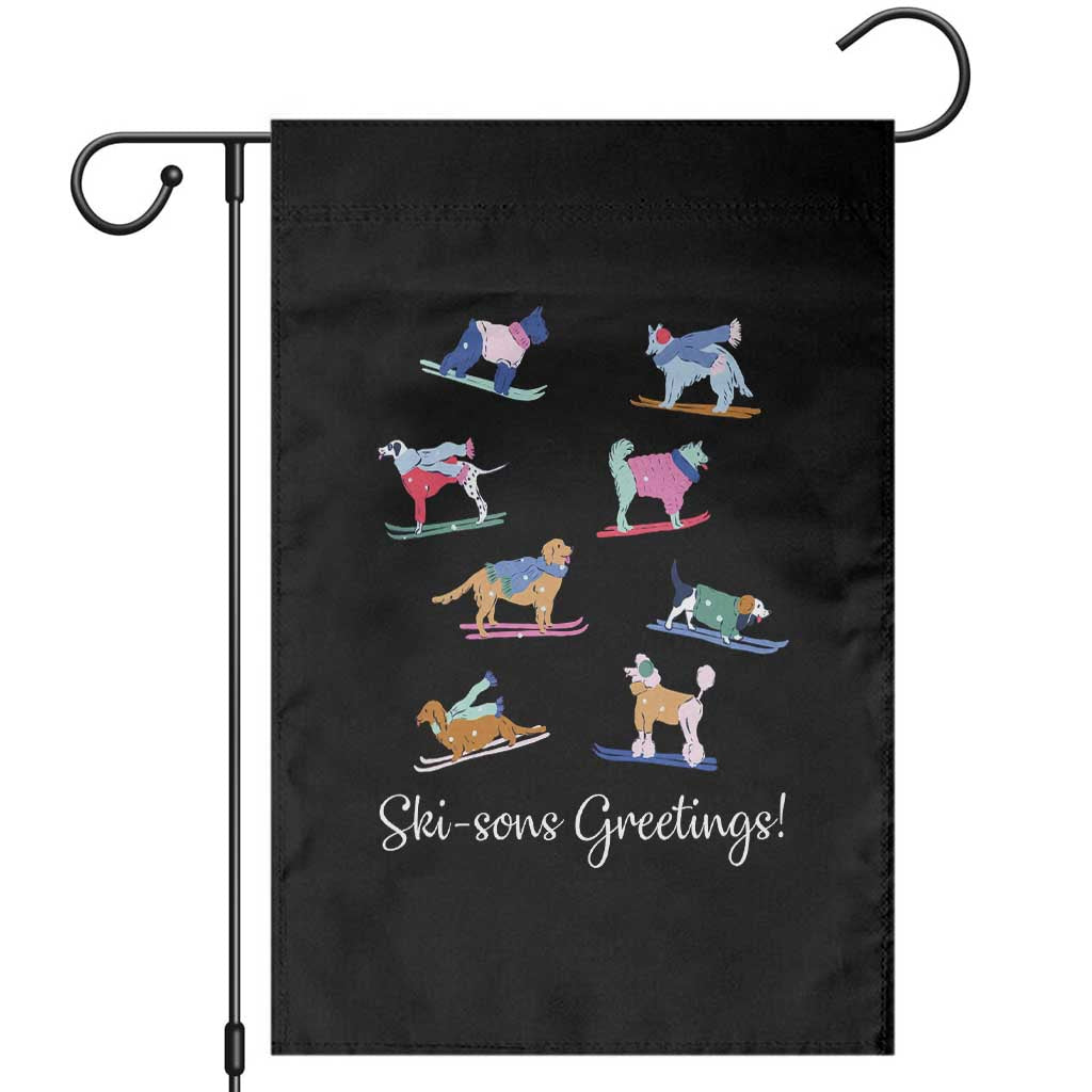 Funny Skiing Dog Garden Flag Ski Sons Greetings Ski Winter Sport TS11 Black Print Your Wear