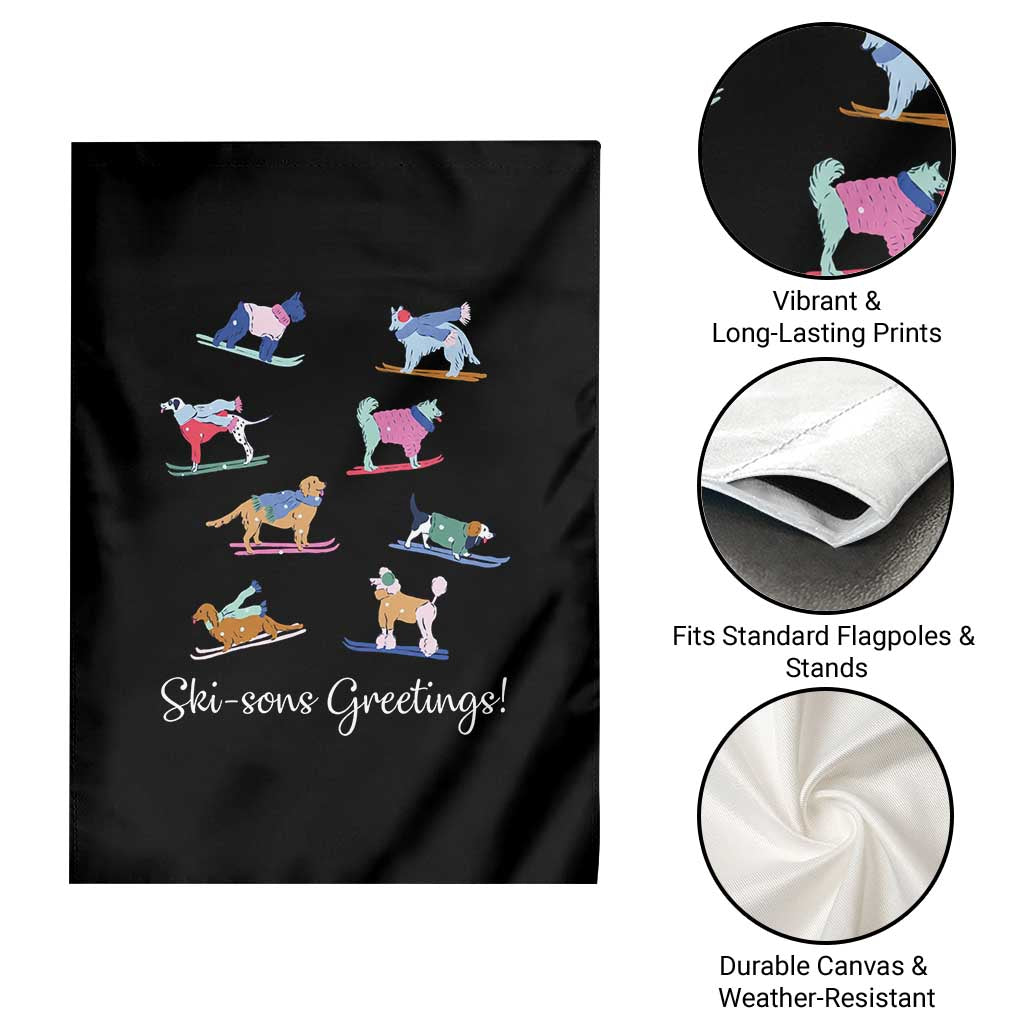 Funny Skiing Dog Garden Flag Ski Sons Greetings Ski Winter Sport TS11 Print Your Wear