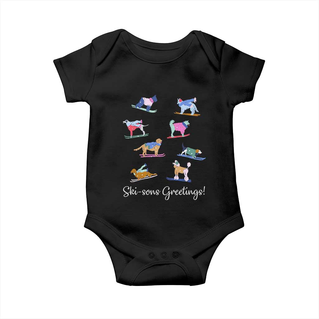Funny Skiing Dog Baby Onesie Ski Sons Greetings Ski Winter Sport TS11 Black Print Your Wear