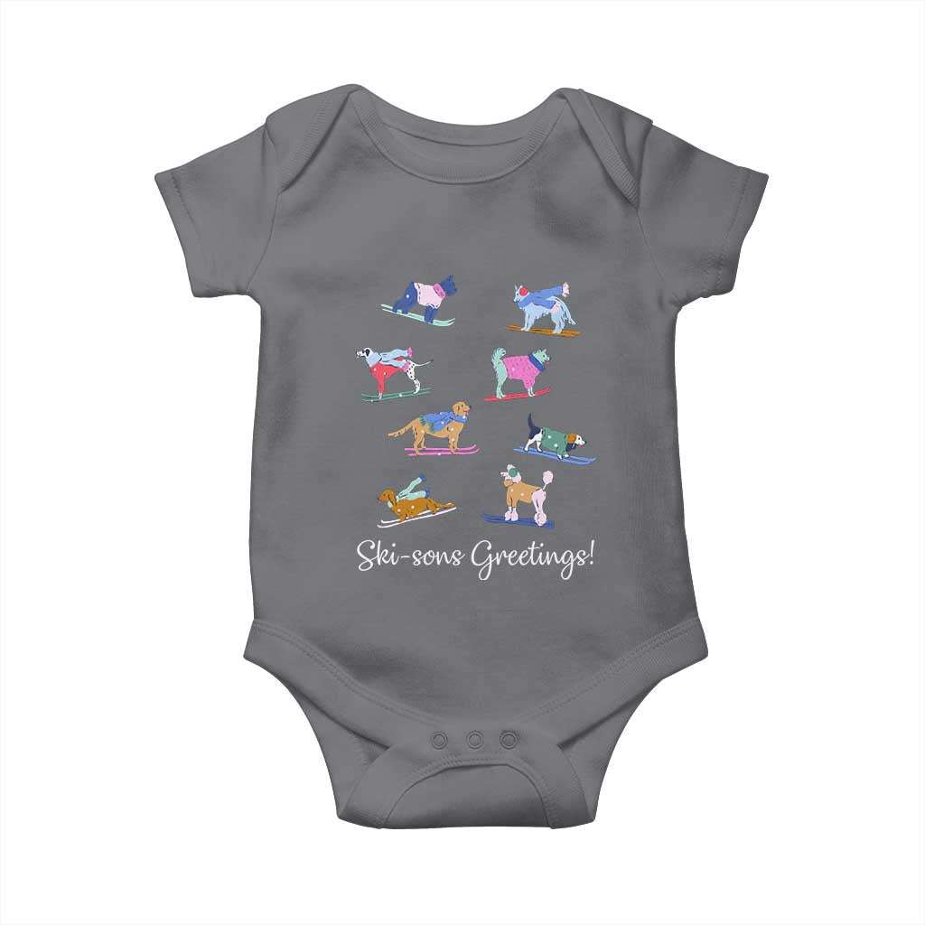 Funny Skiing Dog Baby Onesie Ski Sons Greetings Ski Winter Sport TS11 Charcoal Print Your Wear