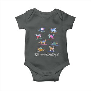 Funny Skiing Dog Baby Onesie Ski Sons Greetings Ski Winter Sport TS11 Dark Heather Print Your Wear
