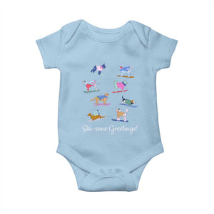 Funny Skiing Dog Baby Onesie Ski Sons Greetings Ski Winter Sport TS11 Light Blue Print Your Wear
