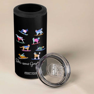 Funny Skiing Dog 4 in 1 Can Cooler Tumbler Ski Sons Greetings Ski Winter Sport TS11 Print Your Wear