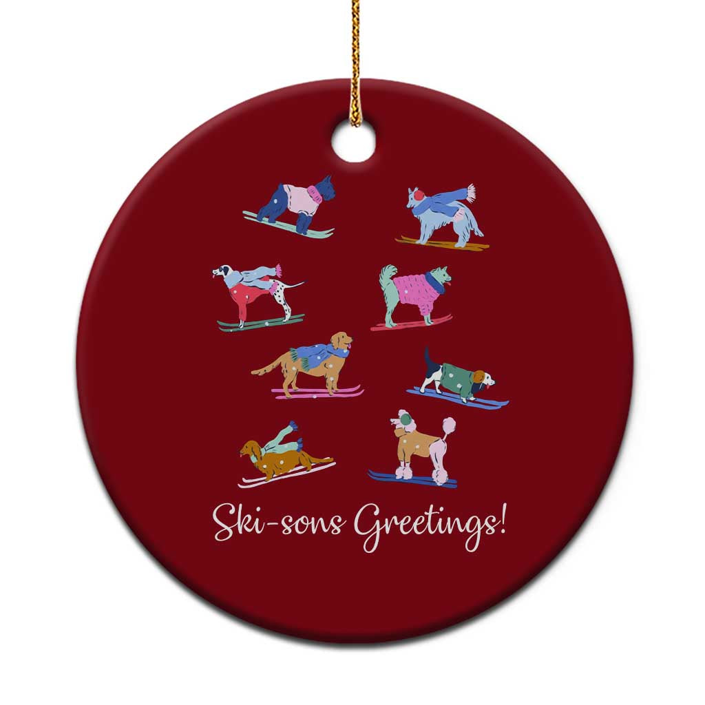 Funny Skiing Dog Ceramic Ornament Ski Sons Greetings Ski Winter Sport TS11 1pc Red Print Your Wear