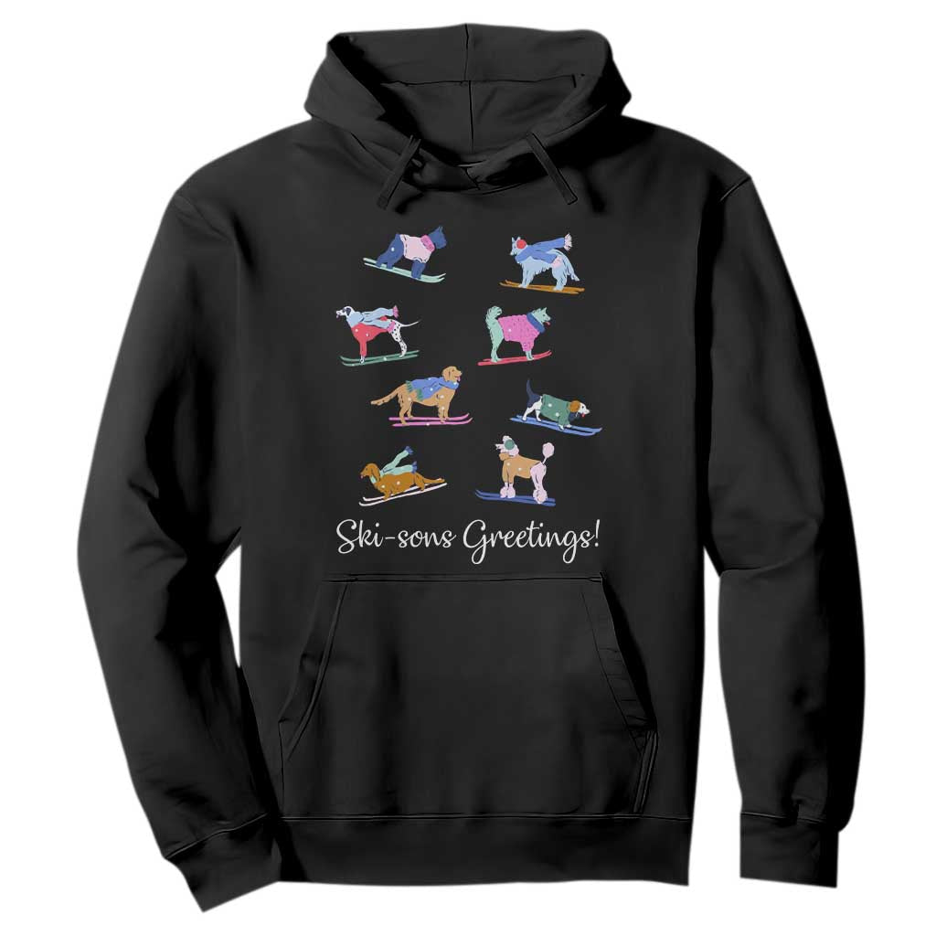 Funny Skiing Dog Hoodie Ski Sons Greetings Ski Winter Sport TS11 Black Print Your Wear