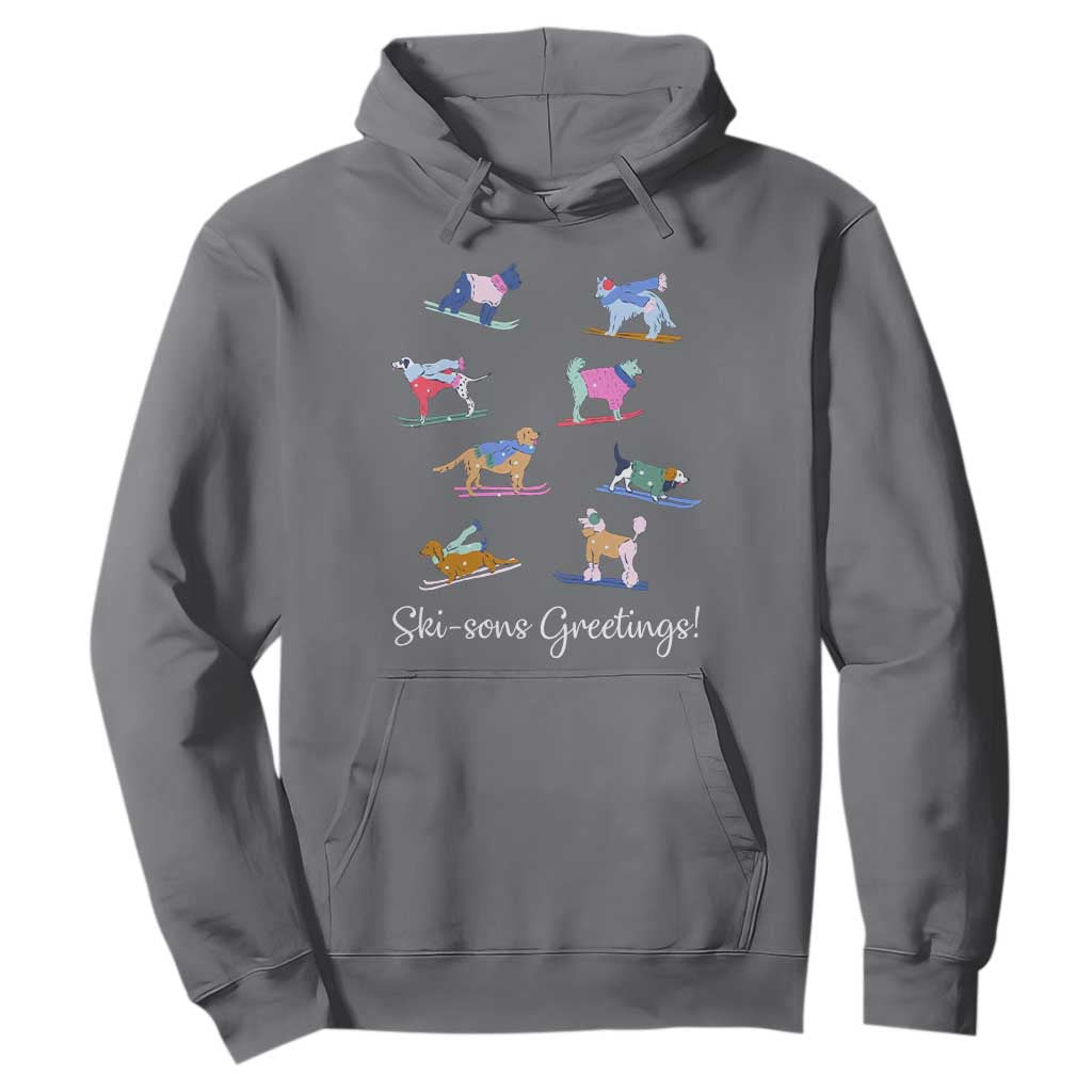 Funny Skiing Dog Hoodie Ski Sons Greetings Ski Winter Sport TS11 Charcoal Print Your Wear