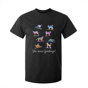 Funny Skiing Dog T Shirt For Kid Ski Sons Greetings Ski Winter Sport TS11 Black Print Your Wear