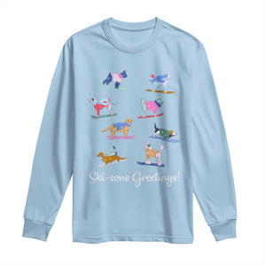 Funny Skiing Dog Long Sleeve Shirt Ski Sons Greetings Ski Winter Sport TS11 Light Blue Print Your Wear