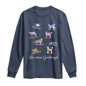 Funny Skiing Dog Long Sleeve Shirt Ski Sons Greetings Ski Winter Sport TS11 Navy Print Your Wear
