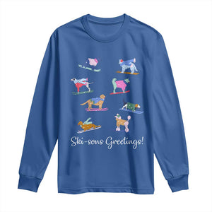 Funny Skiing Dog Long Sleeve Shirt Ski Sons Greetings Ski Winter Sport TS11 Royal Blue Print Your Wear