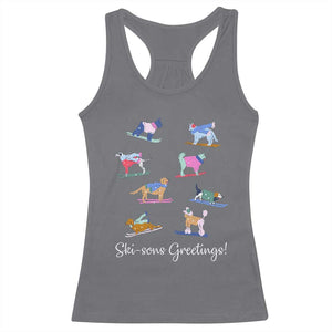 Funny Skiing Dog Racerback Tank Top Ski Sons Greetings Ski Winter Sport TS11 Charcoal Print Your Wear