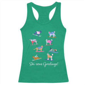 Funny Skiing Dog Racerback Tank Top Ski Sons Greetings Ski Winter Sport TS11 Irish Green Print Your Wear