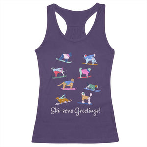 Funny Skiing Dog Racerback Tank Top Ski Sons Greetings Ski Winter Sport TS11 Purple Print Your Wear