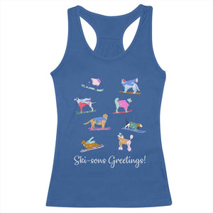 Funny Skiing Dog Racerback Tank Top Ski Sons Greetings Ski Winter Sport TS11 Royal Blue Print Your Wear