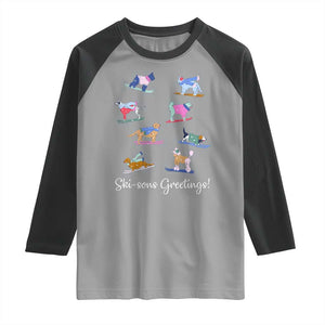 Funny Skiing Dog Raglan Shirt Ski Sons Greetings Ski Winter Sport TS11 Sport Gray Black Print Your Wear
