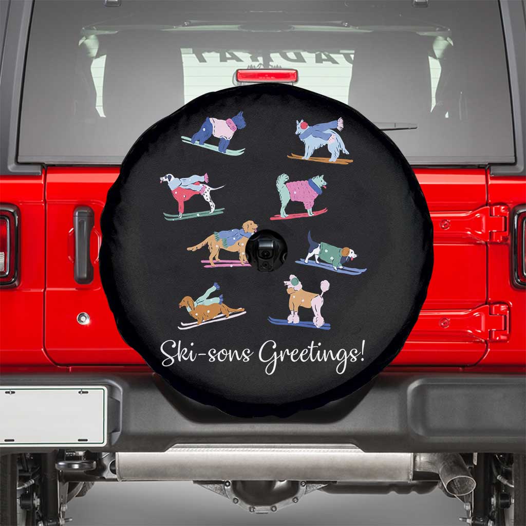 Funny Skiing Dog Spare Tire Cover Ski Sons Greetings Ski Winter Sport TS11 Black Print Your Wear