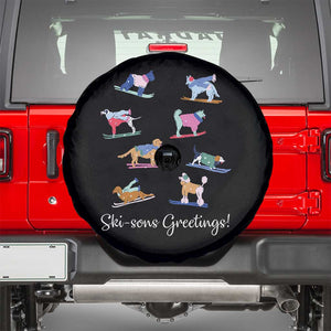 Funny Skiing Dog Spare Tire Cover Ski Sons Greetings Ski Winter Sport TS11 Black Print Your Wear